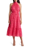 Donna Ricco Halter Neck Midi Dress In Fuchsia