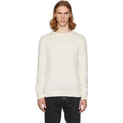Saint Laurent Off-white Cashmere Crewneck Sweater In 9502 Cream