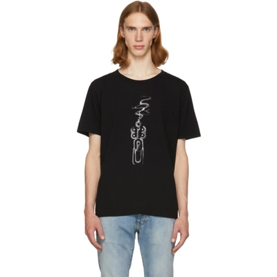 Saint Laurent Gunshot-print Crew-neck T-shirt In Black