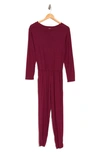 Go Couture Long Sleeve Jumpsuit In Burgundy