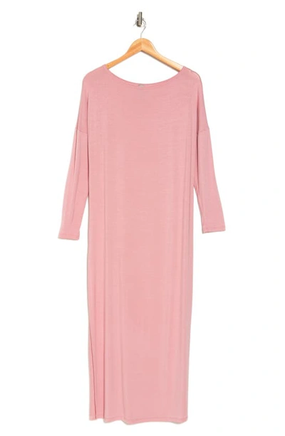 Go Couture Long Sleeve Maxi T-shirt Dress In Mauve