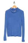 Go Couture Turtleneck Banded Sweater In Blue Perennial