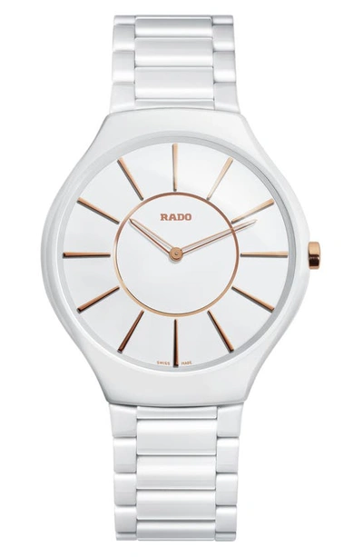 Rado True Thin Bracelet Watch, 39mm In White