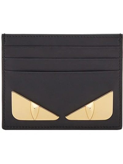 Fendi Black Gold Bag Bugs Leather Cardholder
