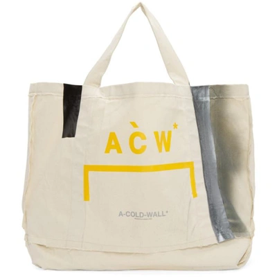 A-cold-wall* Beige Plastic Frayed Tote In Neutral