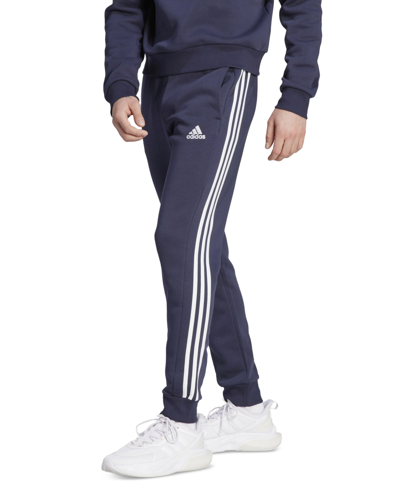 Adidas Originals Adidas Men's Essentials 3-stripes Regular-fit Fleece Joggers, Regular And Big & Tall In Leg Ink,wht