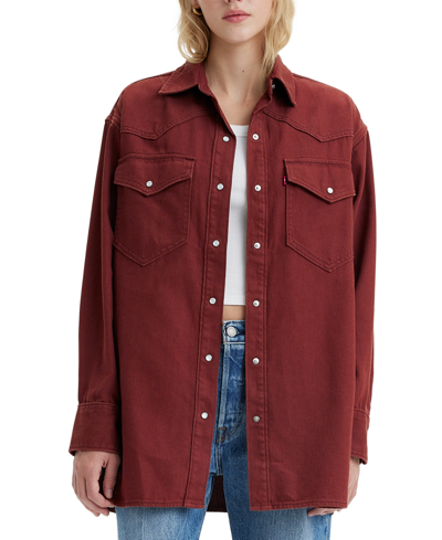 Levi's Women's Dylan Relaxed Oversized Western Shirt In Syrah