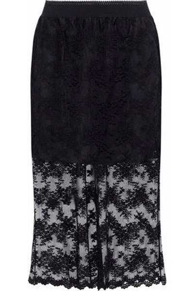 Anna Sui Layered Embroidered Tulle Skirt In Black