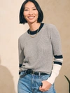 Faherty Throwback Crew Sweater In Flannel Varsity