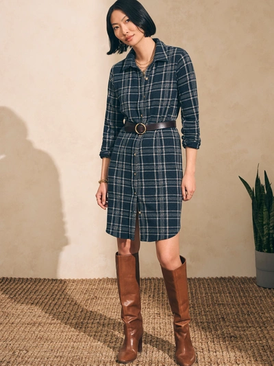 Faherty Legend Sweater Dress In Charcoal Dakota Plaid | ModeSens