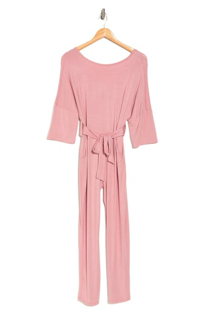 Go Couture Tie Waist Jumpsuit In Mauve