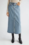 Loulou Studio Rona Cotton Denim Long Skirt In Blue