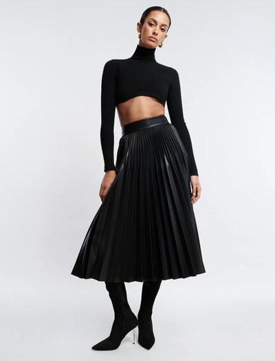 Bcbgmaxazria Audette Faux Leather Pleated Midi Skirt In Black