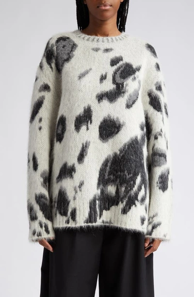 Stella Mccartney Brushed Horse Spot Jacquard Virgin Wool & Alpaca Blend Sweater In White