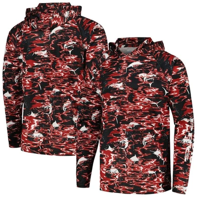 Columbia Black Arkansas Razorbacks Pfg Terminal Tackle Omni-shade Rippled Long Sleeve Hooded T-shir