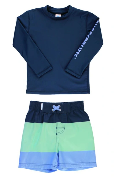Ruggedbutts Babies' Logo Two-piece Rashguard Swimsuit In Blue