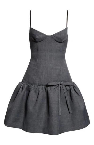 Shushu-tong Bowknot Twill Corset Dress In Gr100 Grey