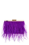 Olga Berg Ostrich Feather Embellished Clutch In Purple