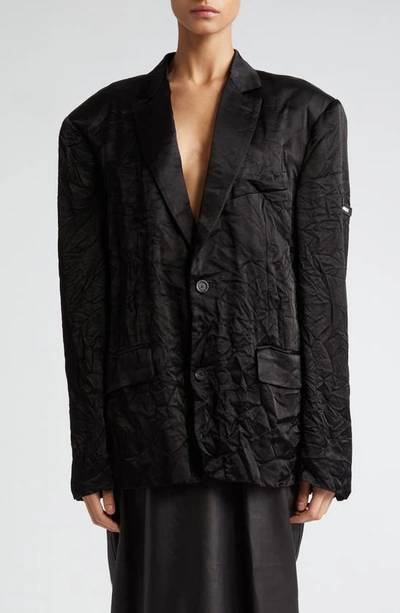 Balenciaga Washed Crumpled Jacket In Black
