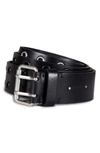 Allsaints Double Prong Belt In Black / Matte Black