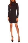 Susana Monaco Mock Neck Long Sleeve Body-con Minidress In Black