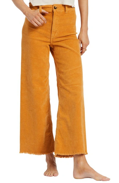 Billabong Free Fall High Waist Wide Leg Corduroy Trousers In Golden Rays