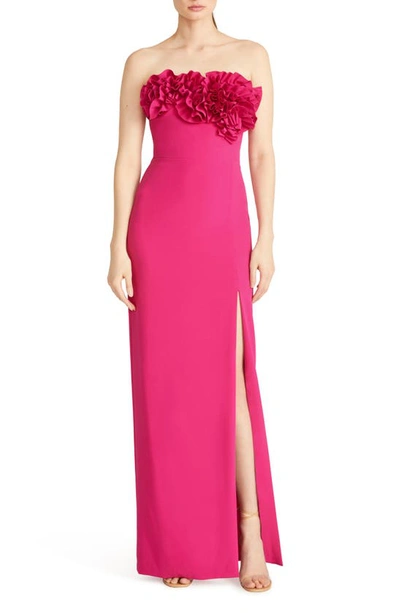 ml Monique Lhuillier Gemma Strapless Crepe Column Gown In Fuchsia