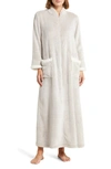 Natori Frosted Faux Shearling Zip-up Robe In Cas