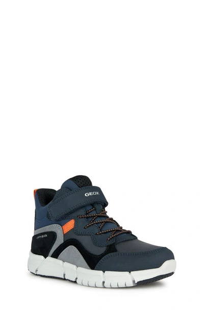 Geox Kids' Flexyper Amphibiox Waterproof Boot In Navy/ Orange