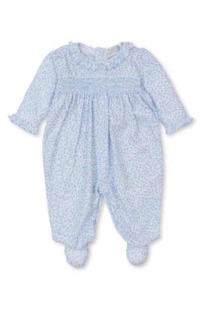 Kissy Kissy Babies' Floral Smocked Cotton Footie In Light Blue