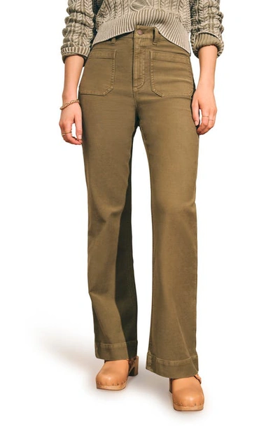Faherty Stretch Terry Wide Leg Pants In Military O