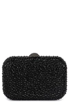 Olga Berg Casey Hot Fix Crystal Clutch In Black/ Black