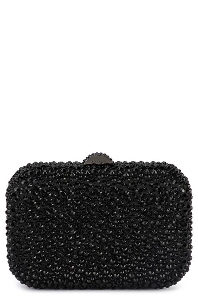 Olga Berg Casey Hot Fix Crystal Clutch In Black/ Black