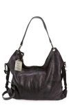 Free People We The Free Sabine Leather Hobo Bag In Washed Black