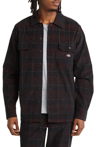 Dickies Alma Plaid Cotton Corduroy Button-up Shirt In Corduroy Check Dark Base