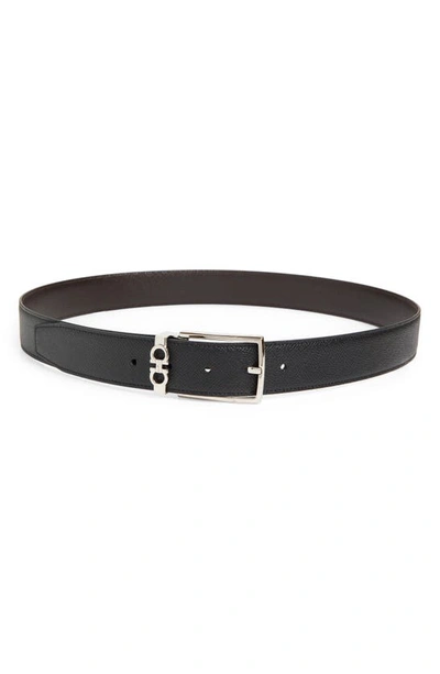 Ferragamo Reversible Leather Belt In Blue