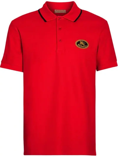Burberry Archive Logo Cotton Piqué Polo Shirt In Red