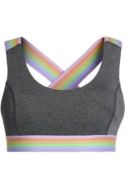 Purity Active Striped Mélange Stretch Sports Bra In Anthracite