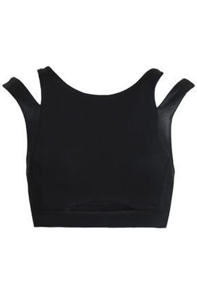 Purity Active Cutout Coated Stretch Sports Bra In Black