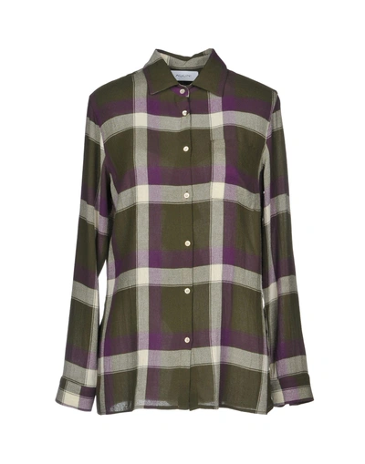 Aglini Checked Shirt In Military Green