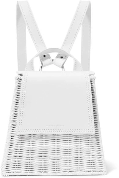 Wicker Wings Tixing Tall Rattan And Leather Backpack In White