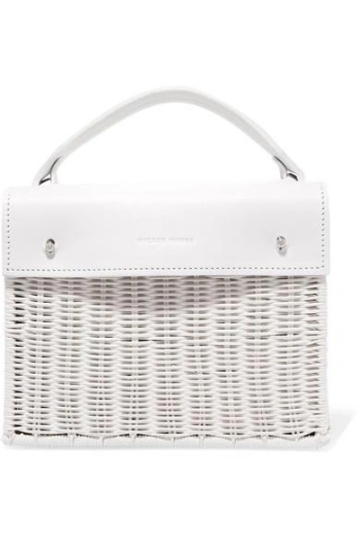 Wicker Wings Kuai Rattan And Leather Tote In White