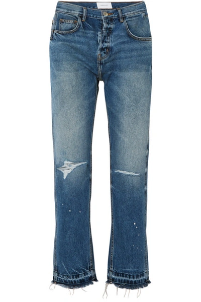 Current Elliott The Throwback Original Distressed High-rise Straight-leg Jeans In Ryle Destroy