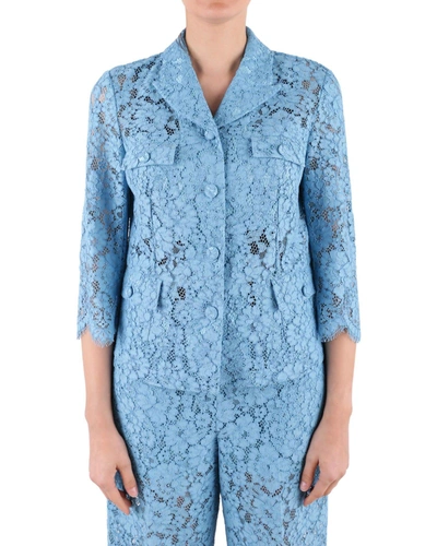 Twinset Lace Jacket In Light Blue
