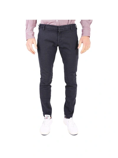 Entre Amis Cotton Blend Trousers In Dark Blue