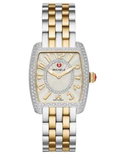 Michele Watches Urban Mini 16 Diamond & Two-tone Stainless Steel Bracelet Watch In Silver-gold