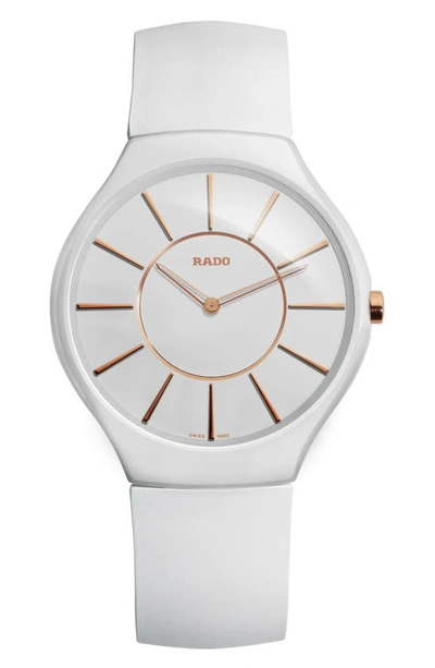 Rado True Thin Ceramic Strap Watch, 39mm In White