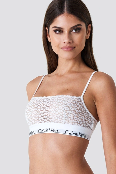 Calvin Klein Unlined Lace Bralette White | ModeSens
