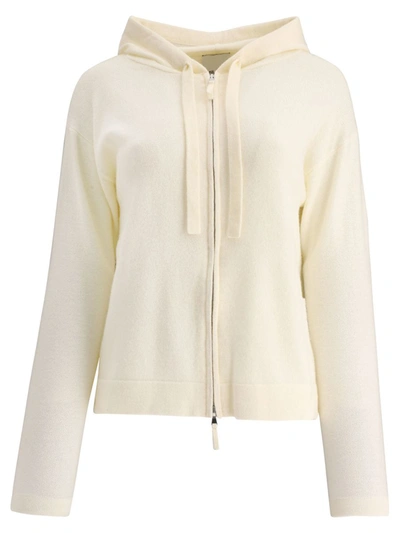 Allude Drawstring Sweater In White