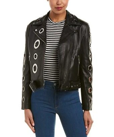 Kendall + Kylie Leather Grommet Jacket In Black